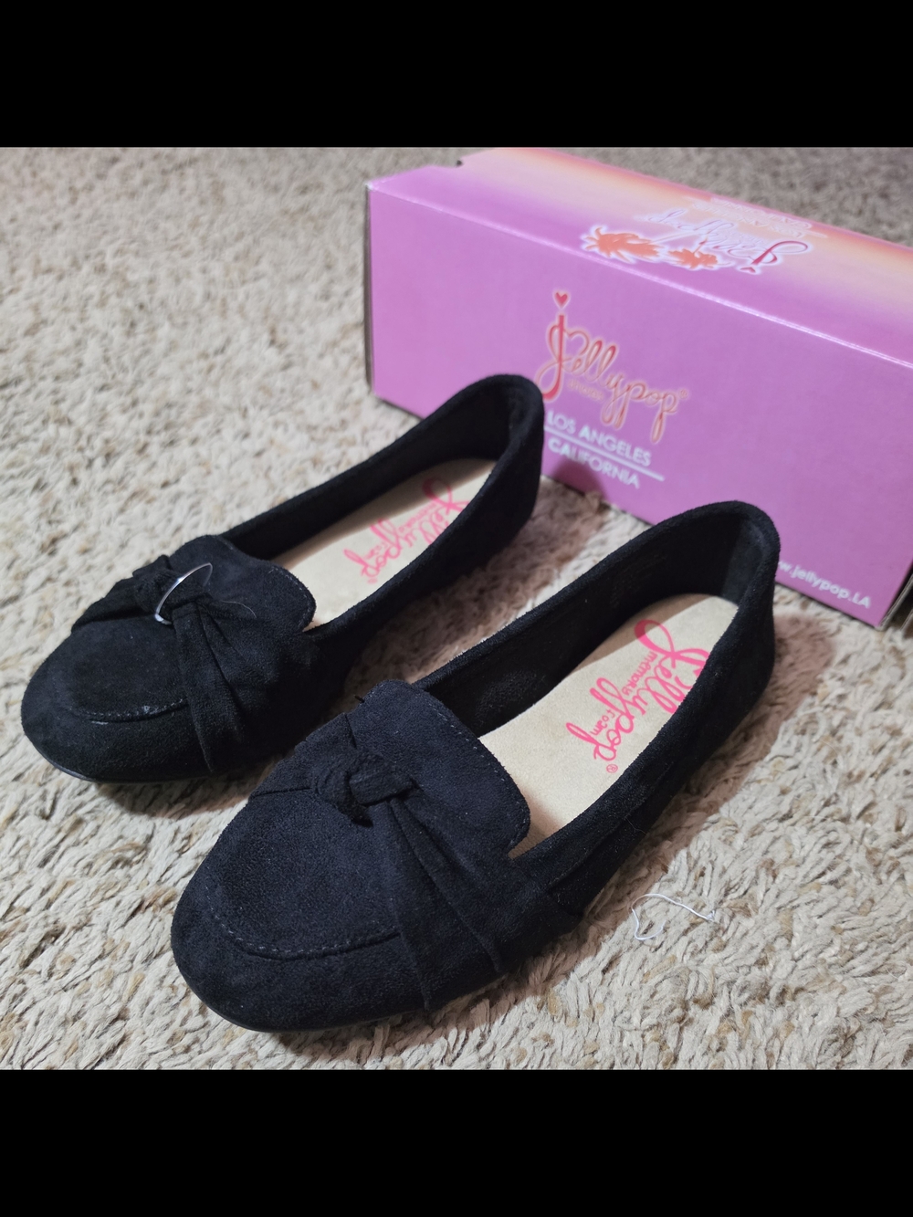 Jellypop Black Suede Knot-Accent Women's Loafer Flats Size:7 NIB